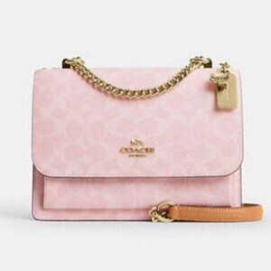 Coach Klare Crossbody Bag In Signature Canvas With Charms Powder Pink New